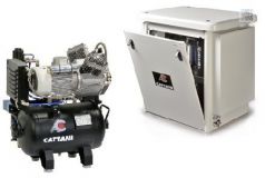 Безмасляный компрессор Cattani на 2 установки в шумозащитном кожухе, с осушителем