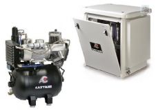 Безмасляный компрессор Cattani на 3-4 установки в шумозащитном кожухе, с осушителем (1-фазный)
