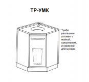 ТР-УМк - тумба распашная угловая с мойкой, смесителем и корзиной для мусора 850х860х860 мм